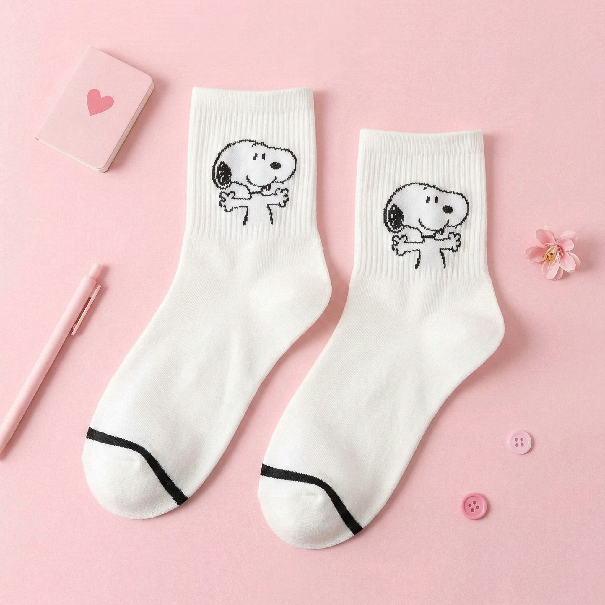 Snoopy Ribbed Crew Socks