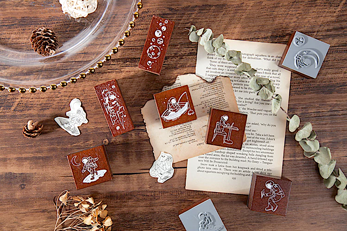 Spaceman Wooden Stamps