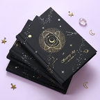 Starry Sky Black Paper Notebook - Hardcover, Gold Foil Design, 256 Pages