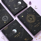 Starry Sky Black Paper Notebook - Hardcover, Gold Foil Design, 256 Pages