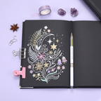 Starry Sky Black Paper Notebook - Hardcover, Gold Foil Design, 256 Pages