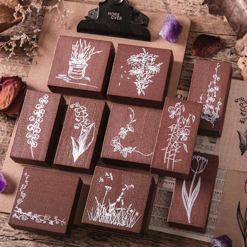 Summer Flower Wooden Stamps