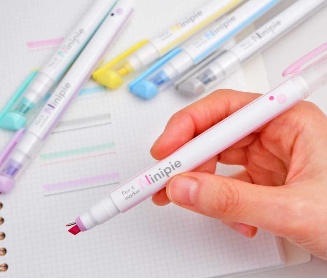 Sun-Star Ninipie Marker Pen & Highlighter - 6 Color Set - Pastel
