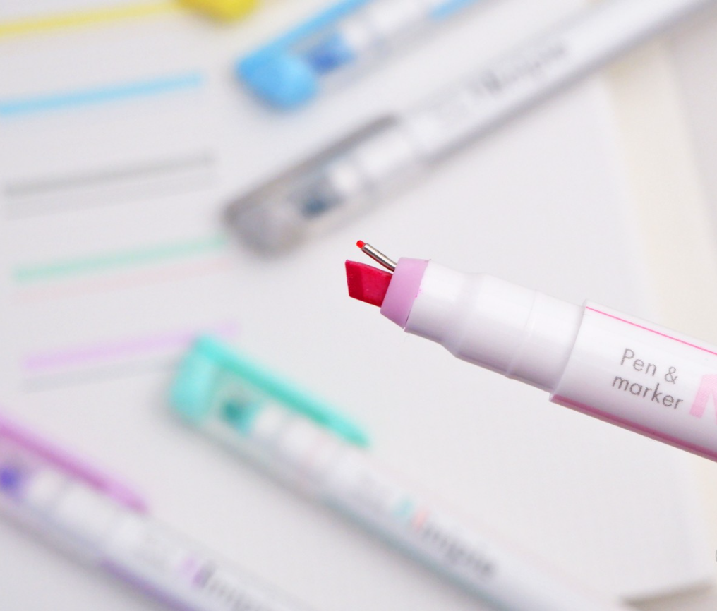 Sun-Star Ninipie Marker Pen & Highlighter - 6 Color Set - Pastel