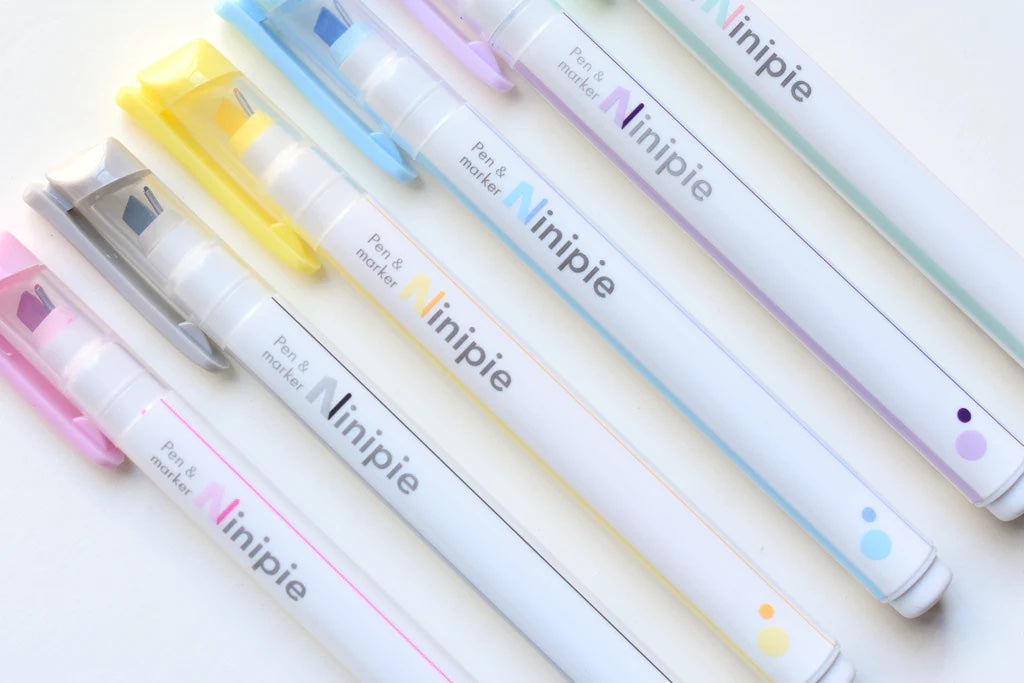 Sun-Star Ninipie Marker Pen & Highlighter - 6 Color Set - Pastel
