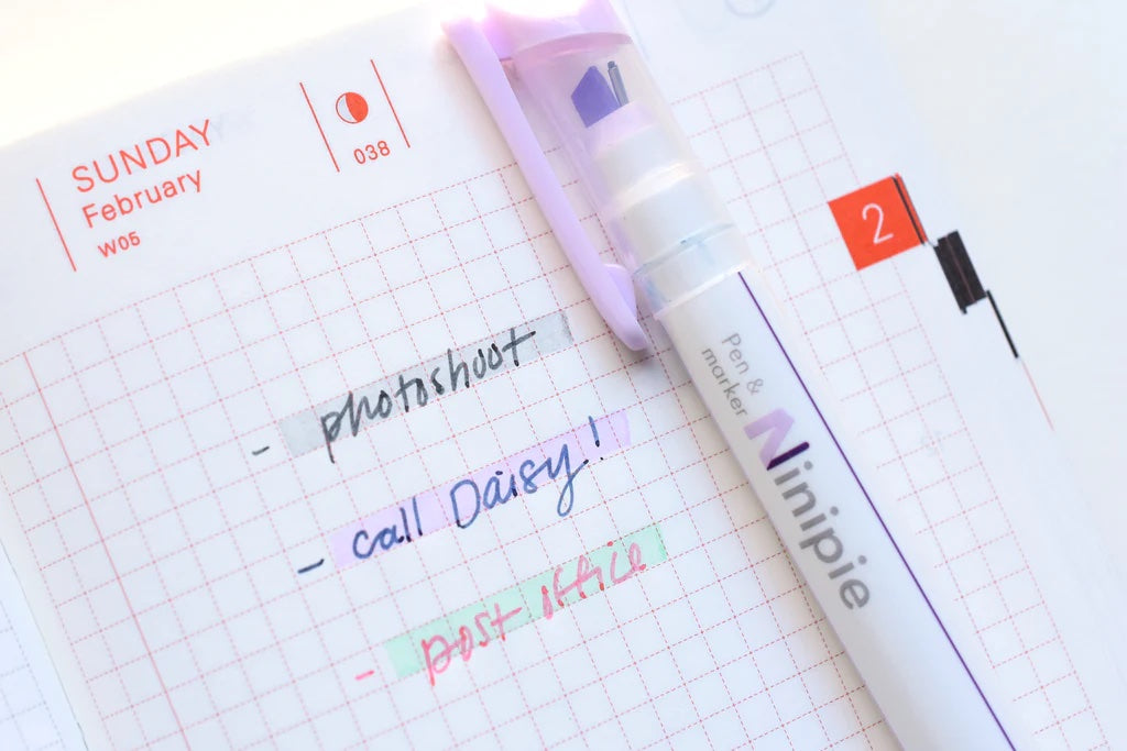 Sun-Star Ninipie Marker Pen & Highlighter - 6 Color Set - Pastel