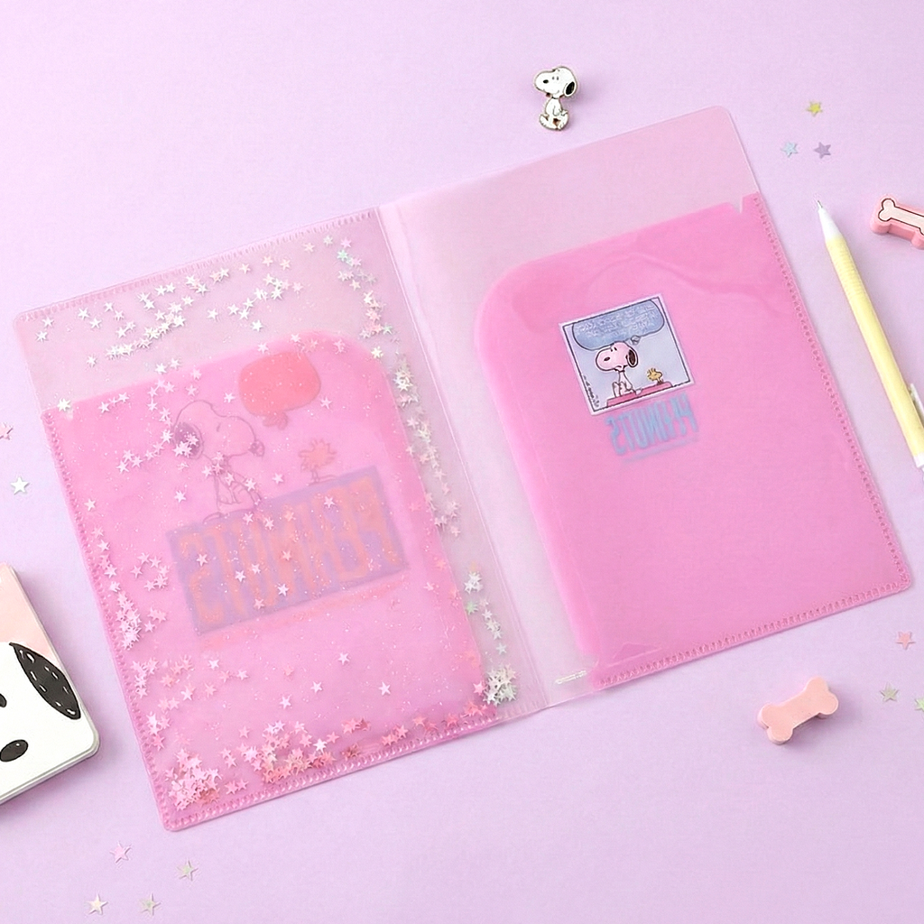 Sun-Star Peanuts Snoopy Glitter Folder - Pink - New Limited Edition
