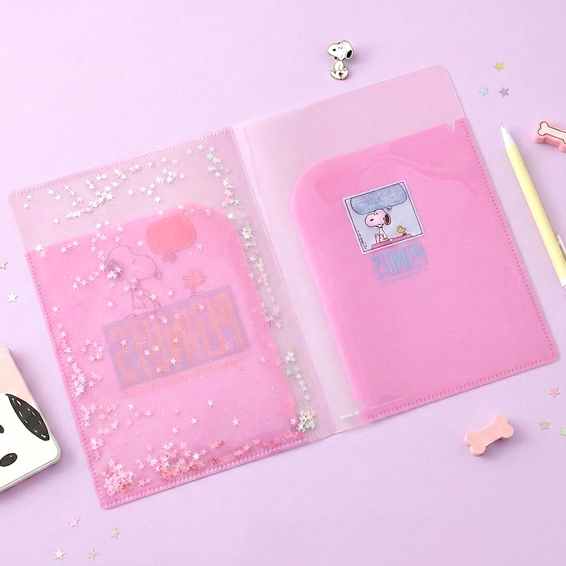 Sun-Star Peanuts Snoopy Glitter Folder - Pink - New Limited Edition