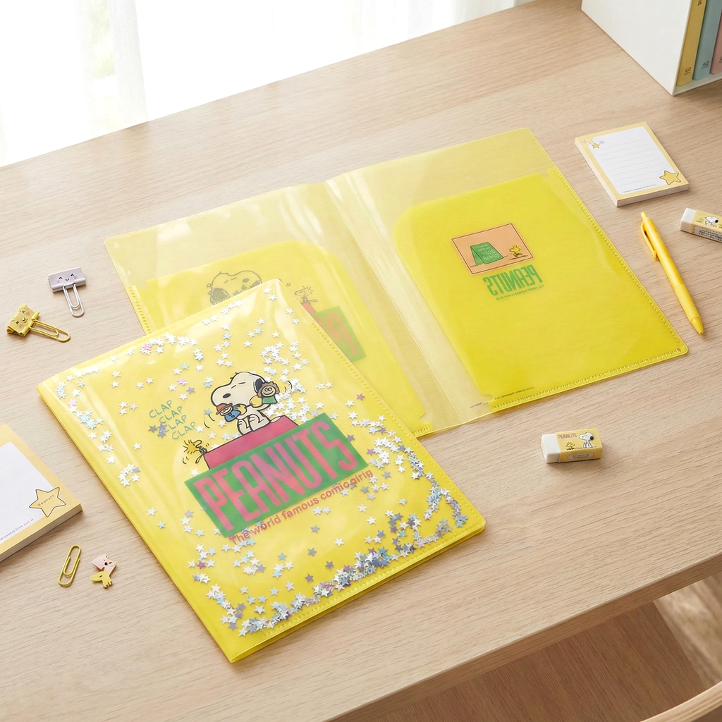 Sun-Star Peanuts Snoopy Glitter Folder - Yellow - New Limited Edition