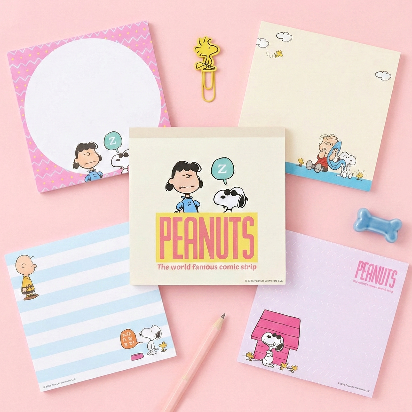 Sun-Star Peanuts Snoopy Square Memo Pad - Beige - New Limited Edition