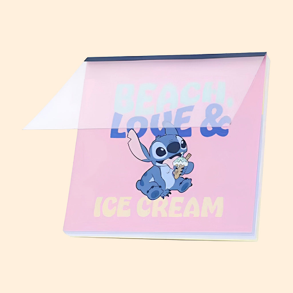 Sun-Star & Disney Stitch Memo Pad - Limited Summer Edition - Beach, Love & Ice Cream