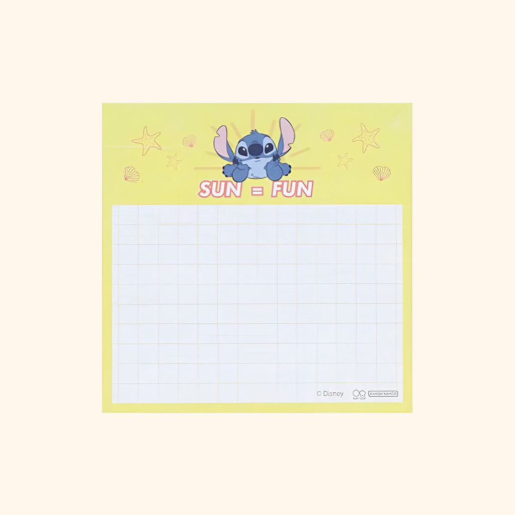 Sun-Star & Disney Stitch Memo Pad - Limited Summer Edition - Beach, Love & Ice Cream