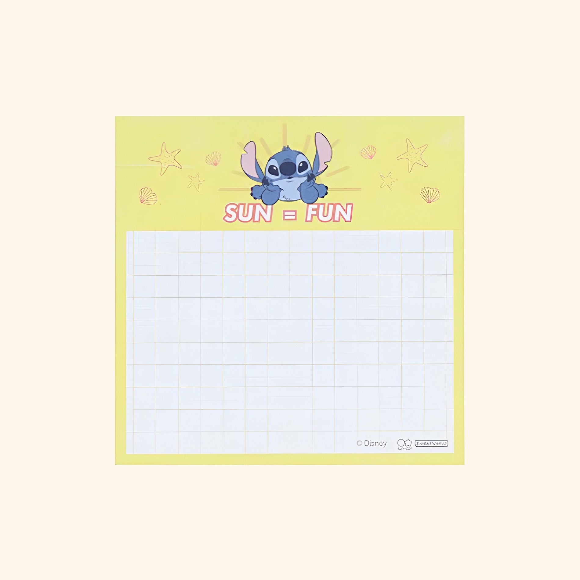 Sun-Star & Disney Stitch Memo Pad - Limited Summer Edition - Beach, Love & Ice Cream