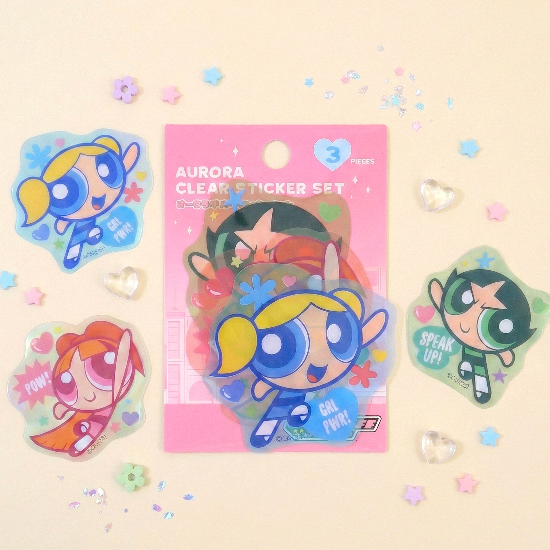 Powerpuff Girls Premium Clear Sticker Set – Japanese Edition