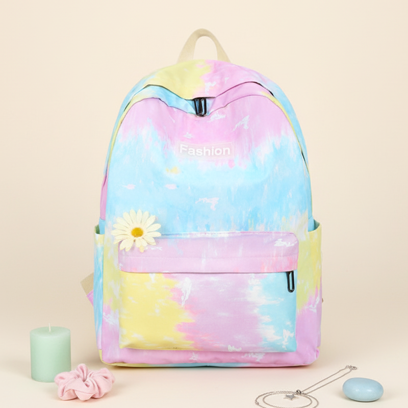 Rainbow Tie-Dye Nylon Backpack - Cotton Candy Skies