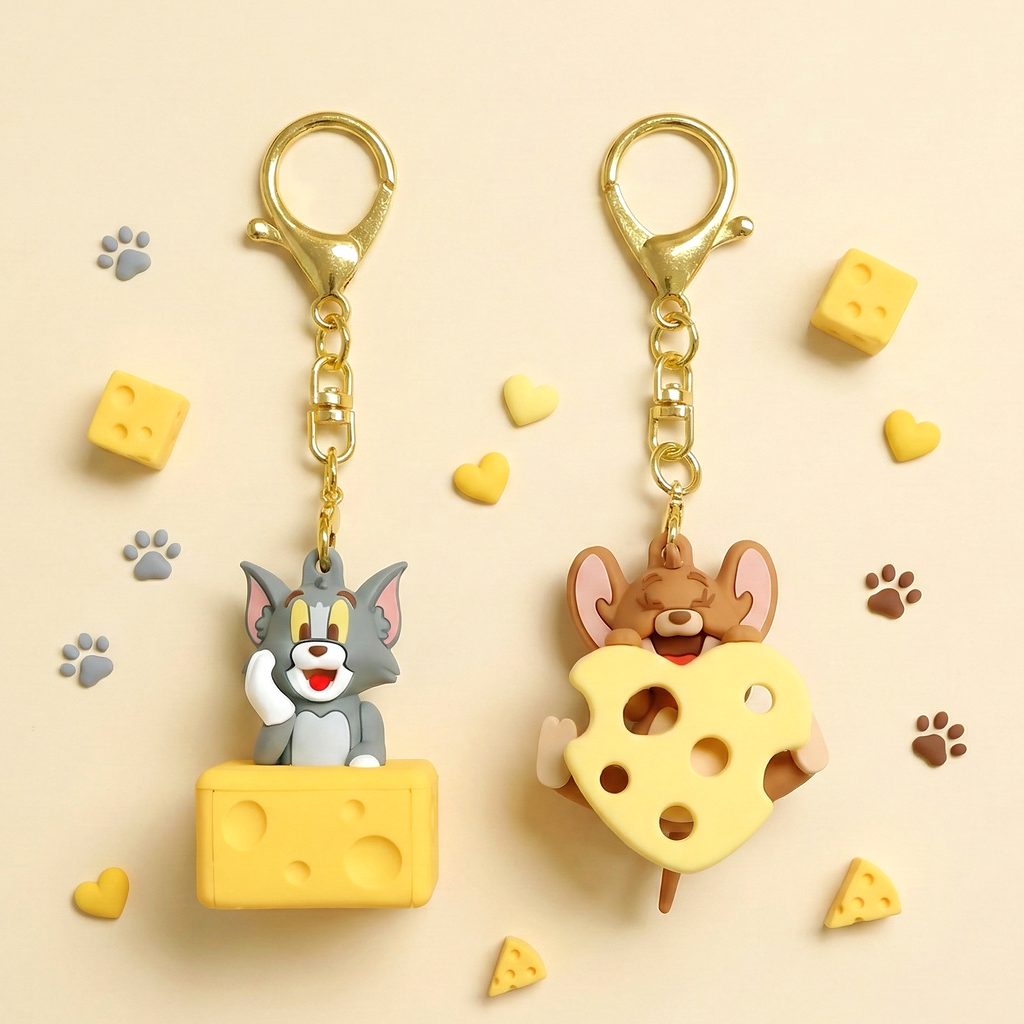 Tom & Jerry Pendant Keychain - I Love Cheese - Limited Edition - Tom