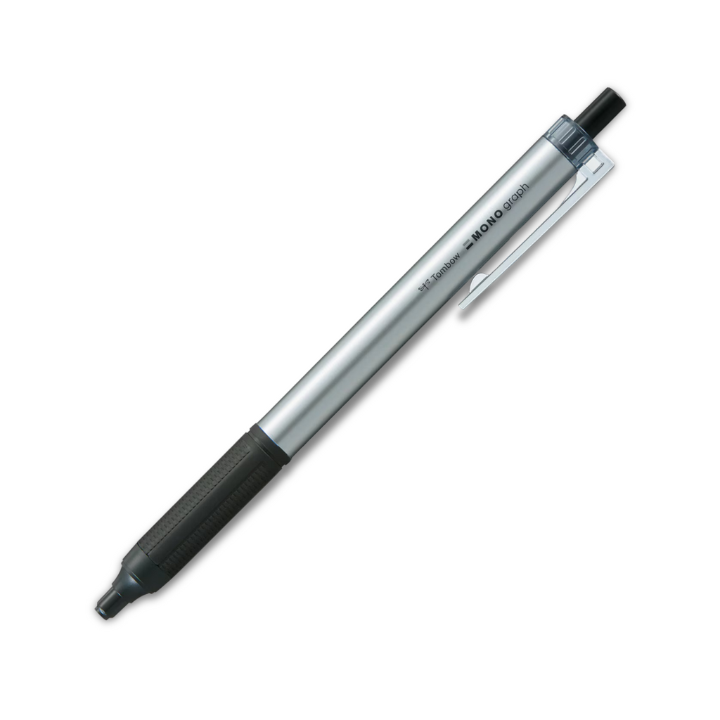 Tombow Mono Graph Black Ink Ballpoint Pen - Silver Shaft - 0.5mm