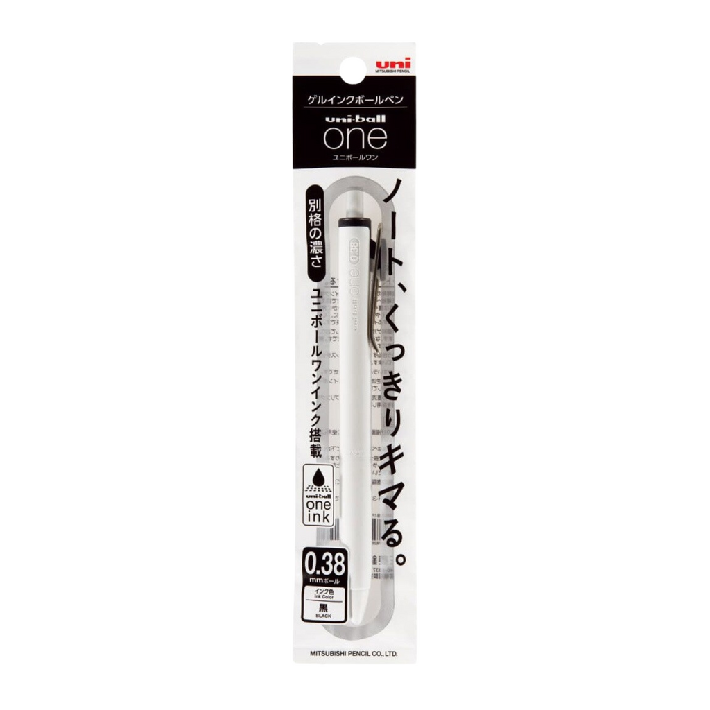 Uni-ball One Black Ink Gel Ballpoint Pen - White - 0.38mm