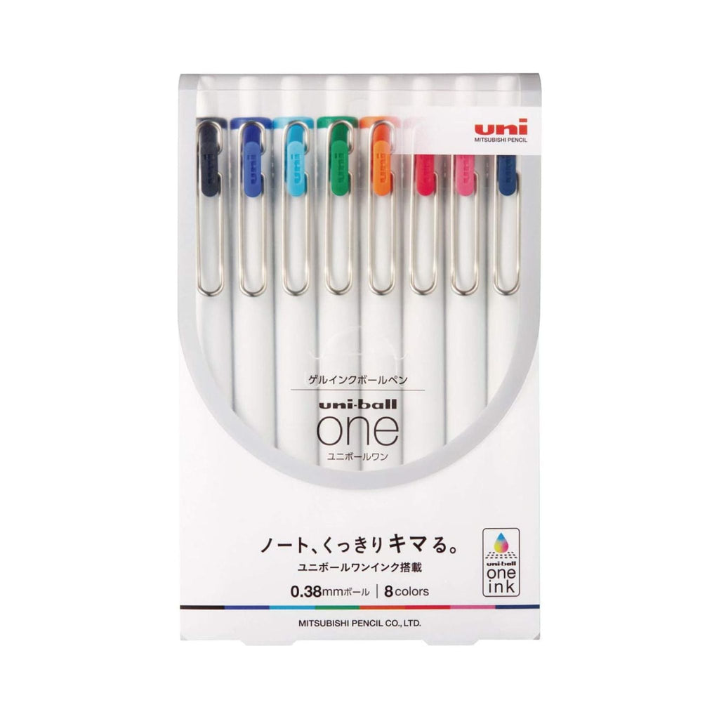 Uni-ball One Gel Ink 8 Color Ballpoint Pen Set - White - 0.38mm