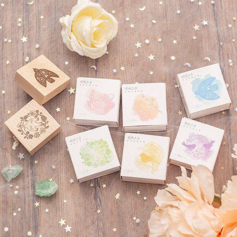 Vintage Bird Rubber Stamps - Green