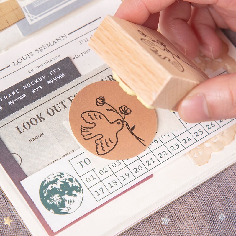 Vintage Bird Rubber Stamps - Green