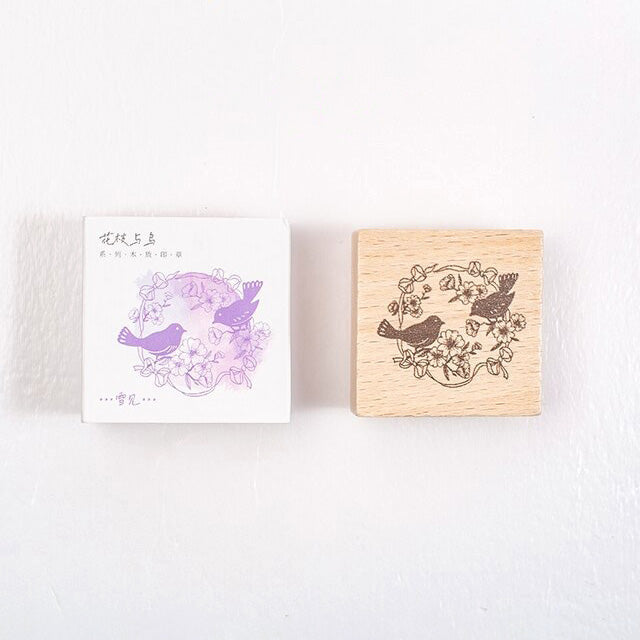 Vintage Bird Rubber Stamps - Green