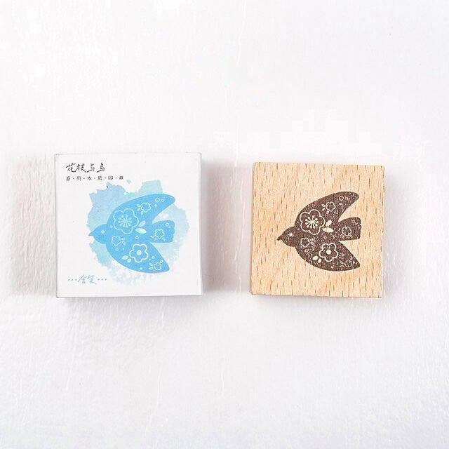 Vintage Bird Rubber Stamps - Green