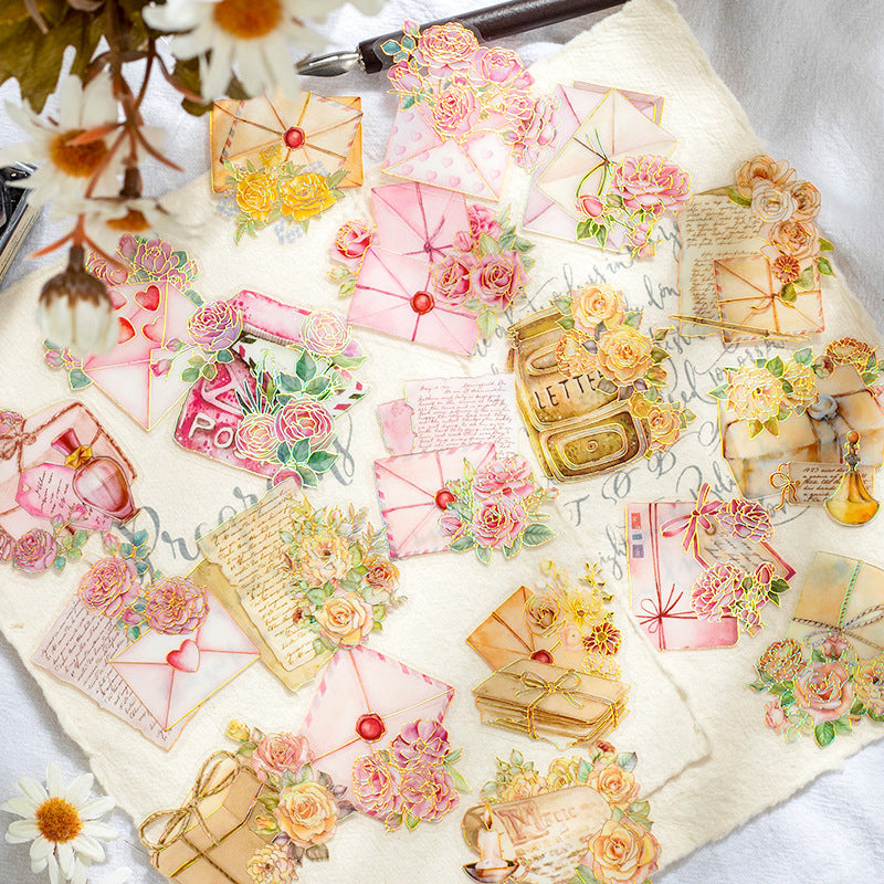 Vintage Letters Gold Foil Stickers