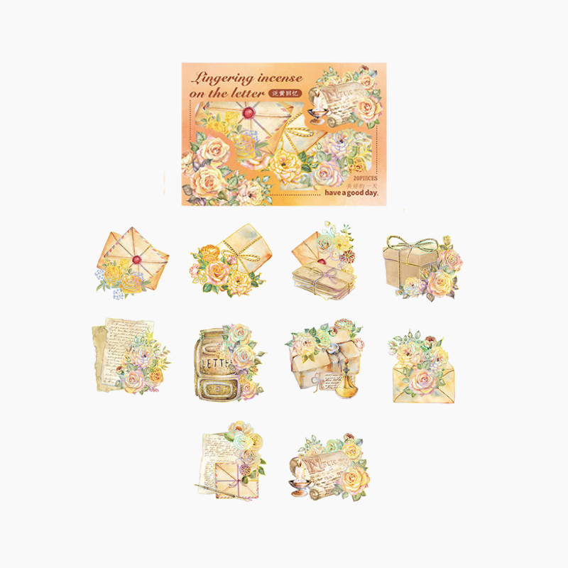 Vintage Letters Gold Foil Stickers