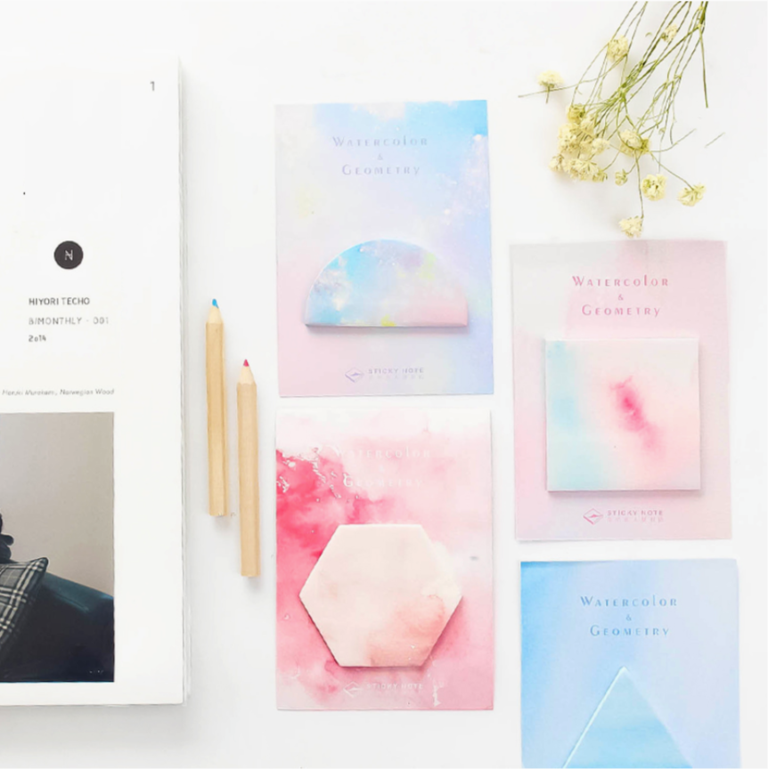 Watercolor & Geometry Sticky Notes