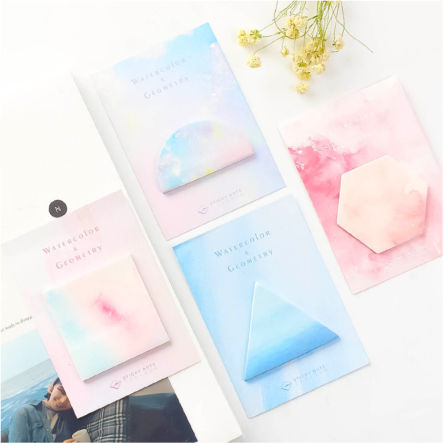 Watercolor & Geometry Sticky Notes