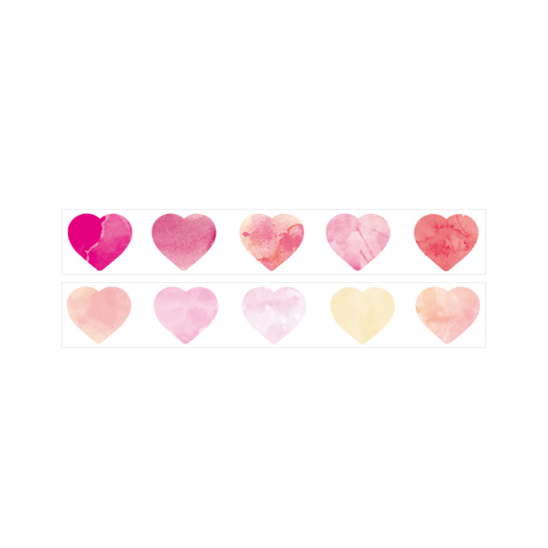Watercolor Heart Masking Sticker Roll