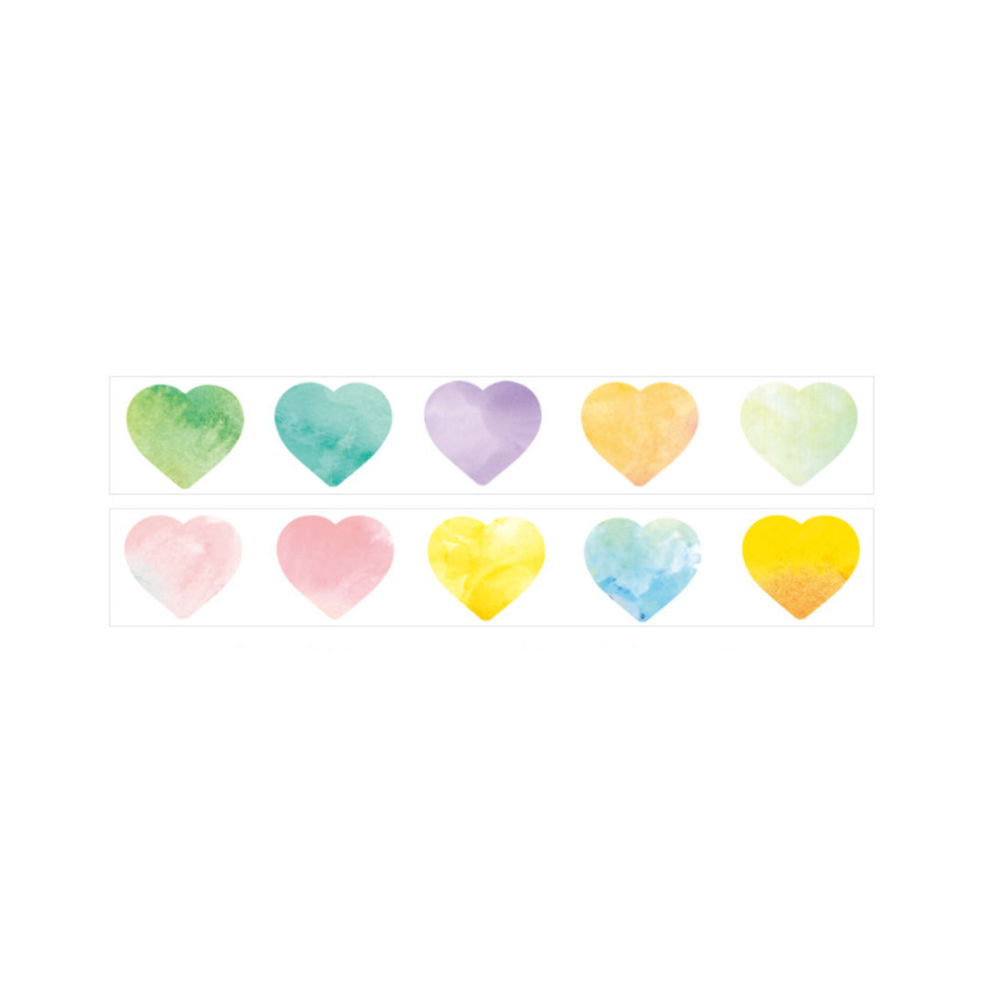 Watercolor Heart Masking Sticker Roll