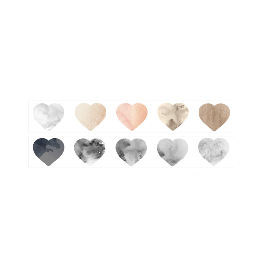 Watercolor Heart Masking Sticker Roll