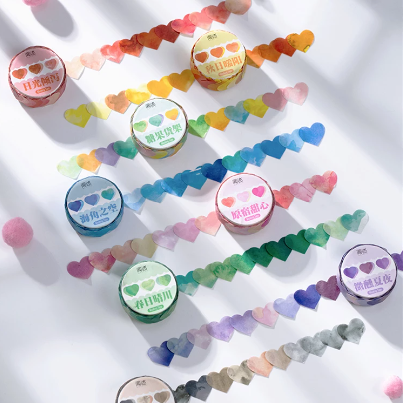 Watercolor Heart Masking Sticker Roll