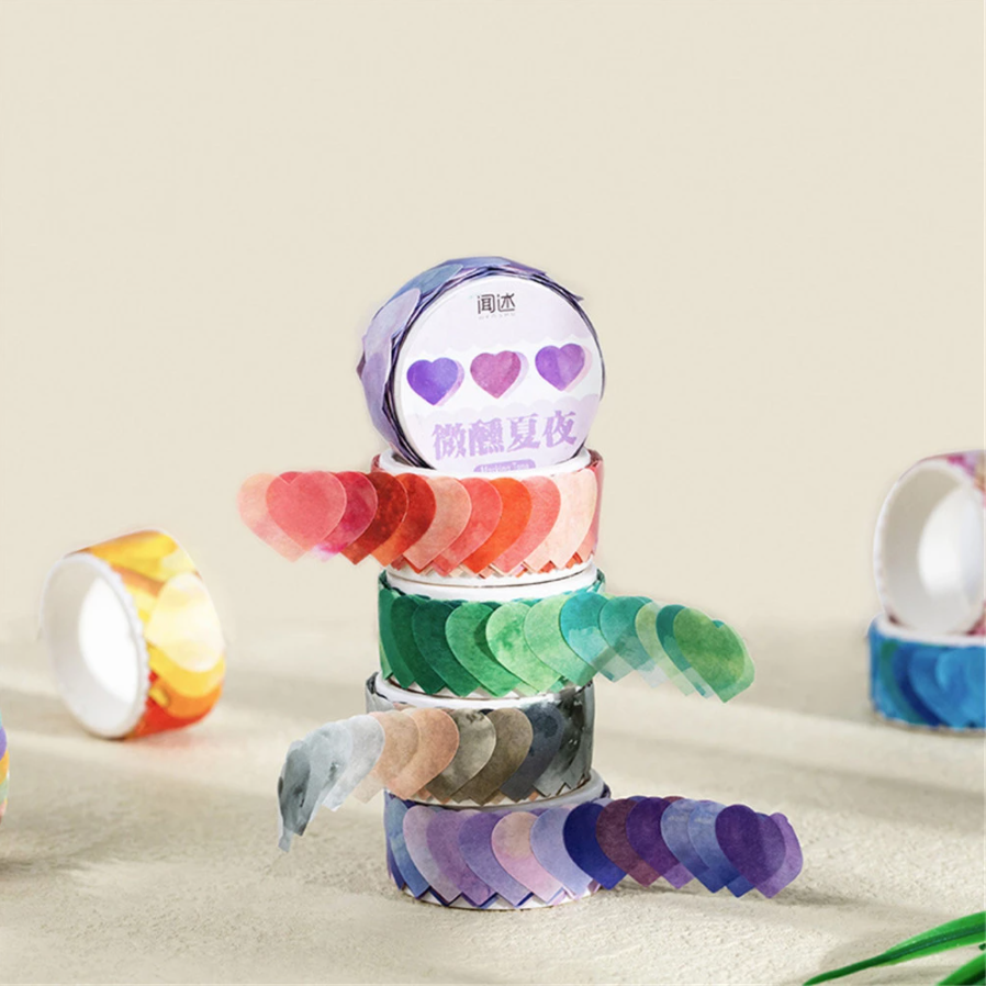 Watercolor Heart Masking Sticker Roll