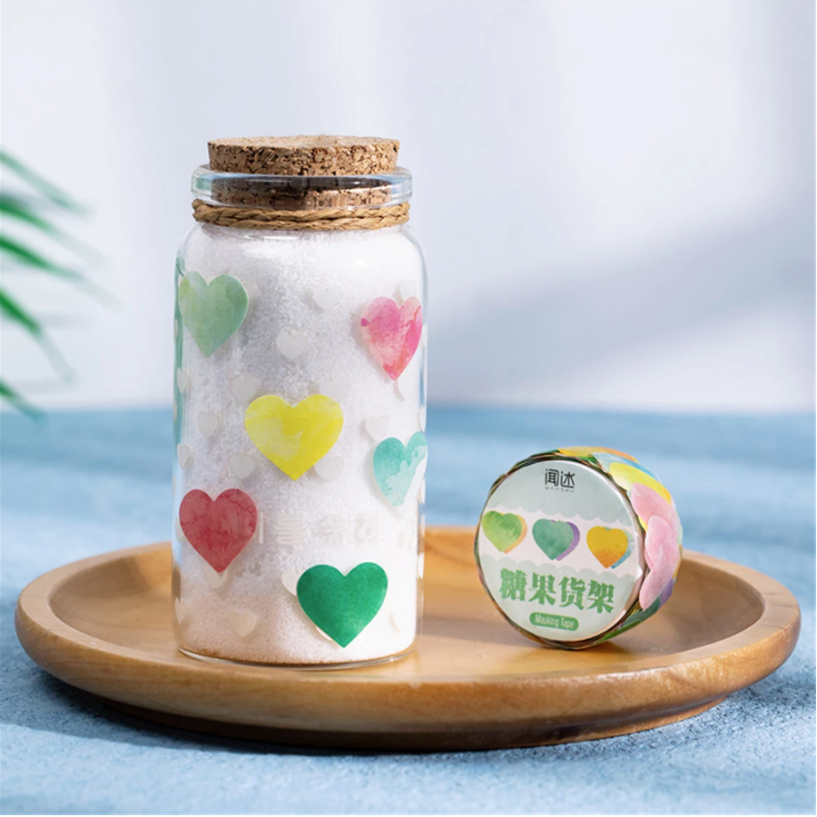 Watercolor Heart Masking Sticker Roll