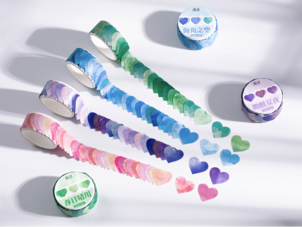 Watercolor Heart Masking Sticker Roll
