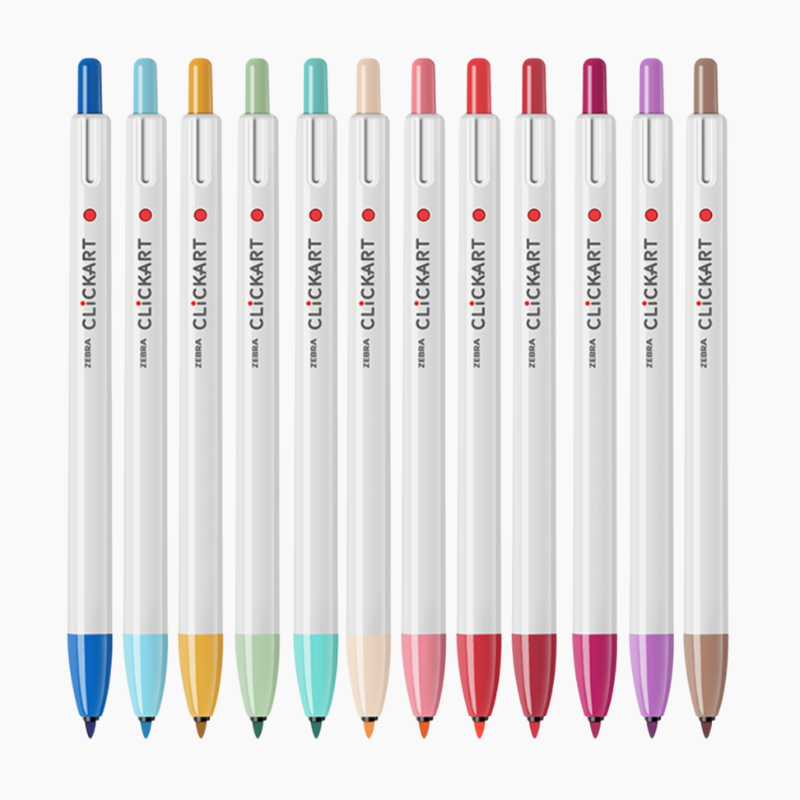 Zebra Clickart Knock Sign Pen 12 Color Set - Light