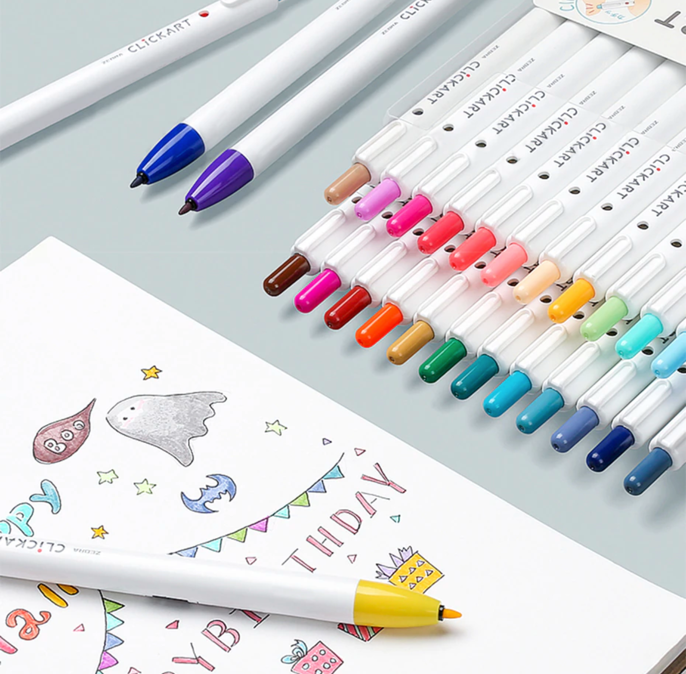 Zebra Clickart Knock Sign Pen 12 Color Set - Standard