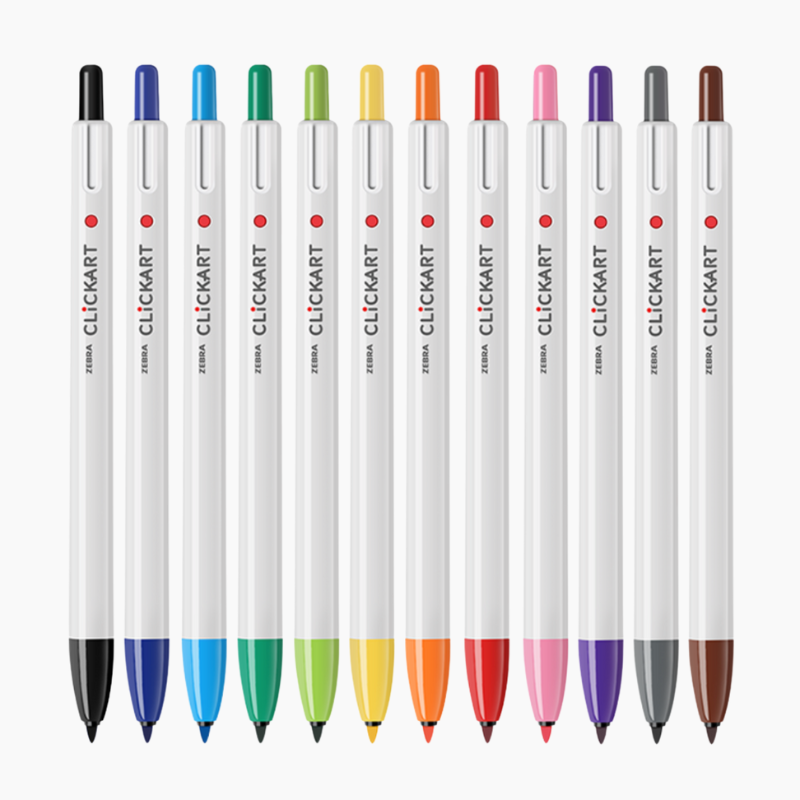 Zebra Clickart Knock Sign Pen 12 Color Set - Standard