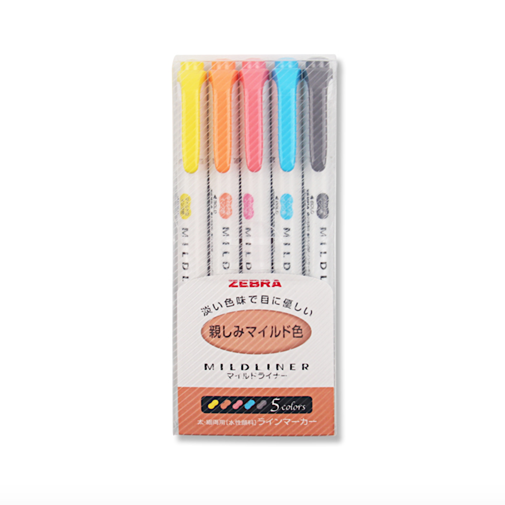 Zebra Mildliner Double Sided Highlighters - 5 Rare Color Set