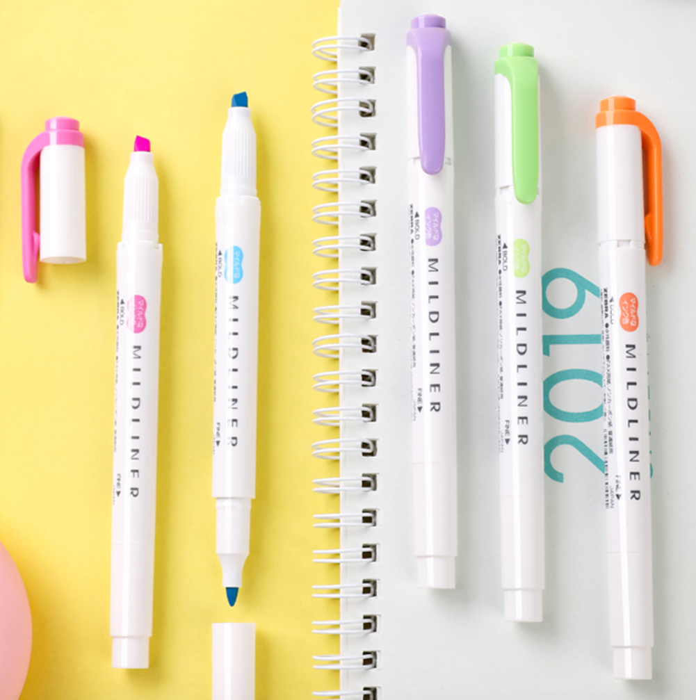 Zebra Mildliner Double Sided Highlighters - 5 Pastel Color Set