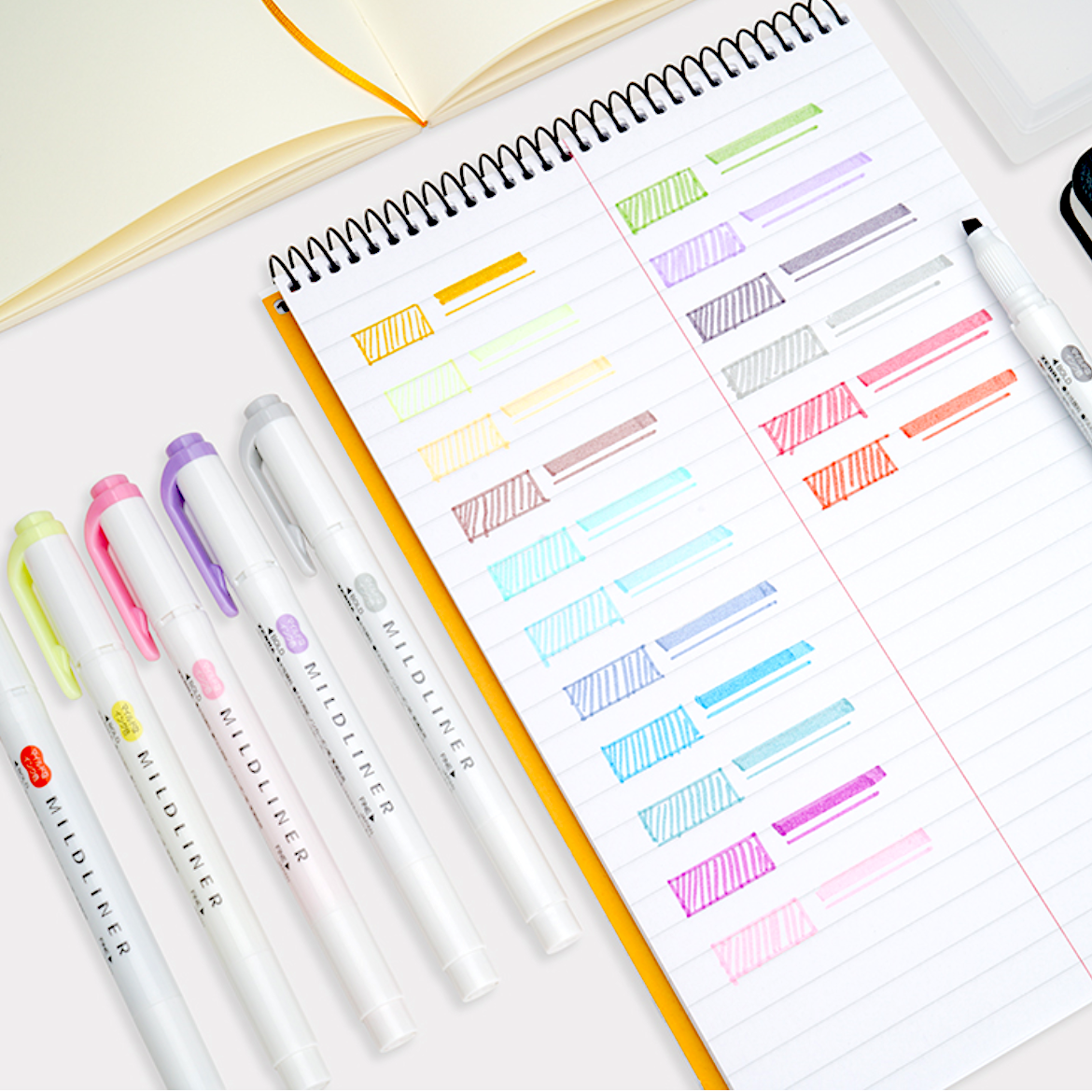 Zebra Mildliner Double Sided Highlighters - 5 Pastel Color Set