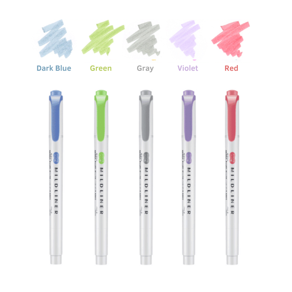 Zebra Mildliner Double Sided Highlighters - 5 Cool Color Set