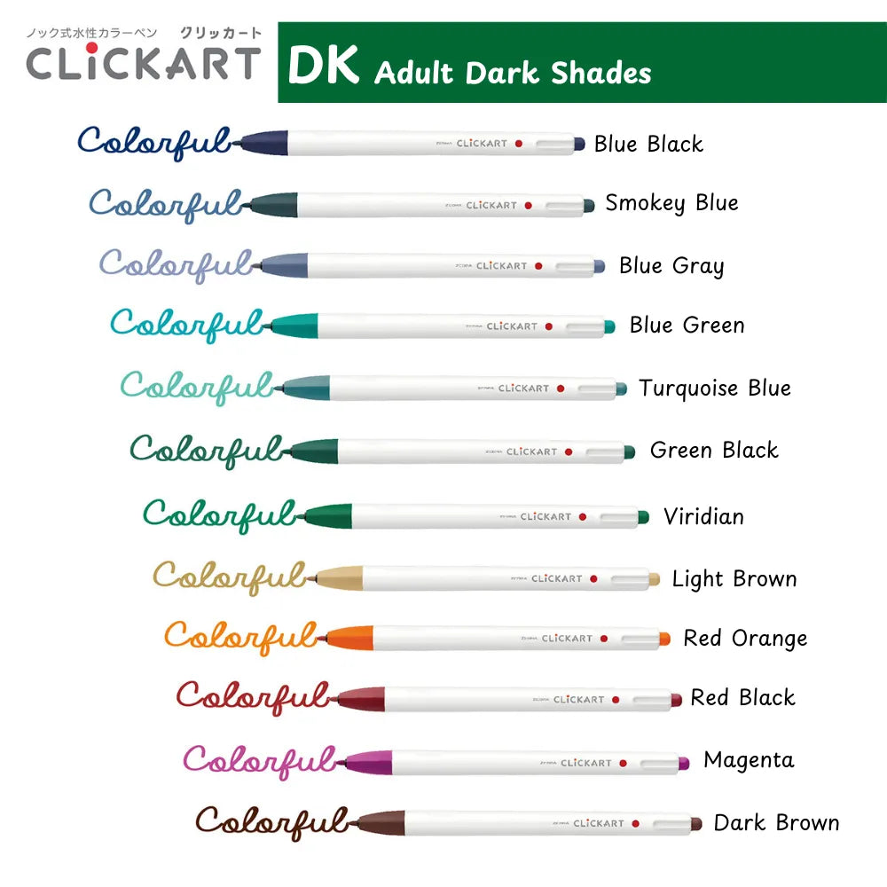 Zebra Clickart Marker Set - Dark shades - 12 colors
