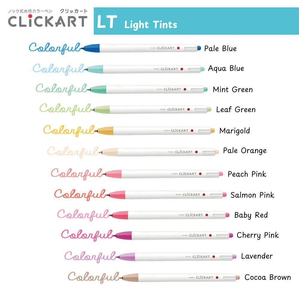 Zebra Clickart Marker Set - Light tints - 12 colors