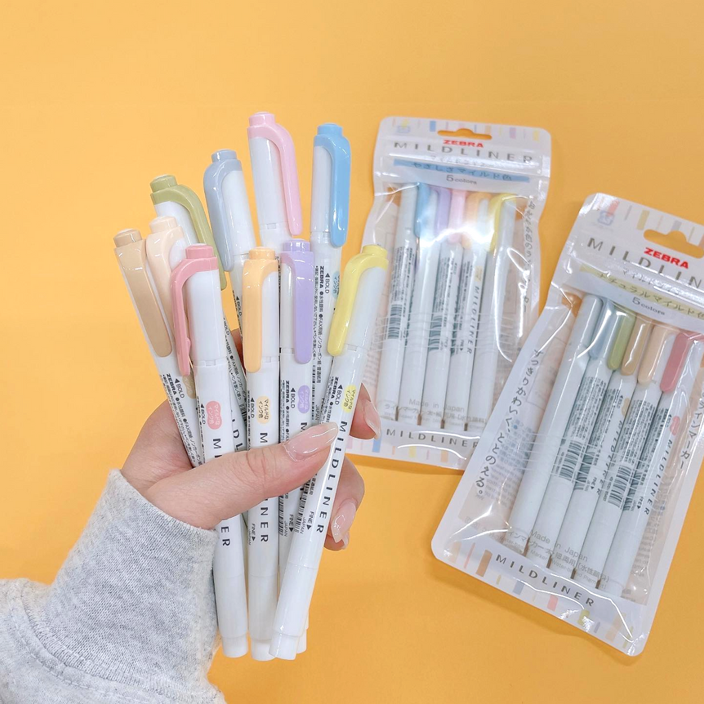 Zebra Mildliner Double Sided Highlighters - Mild Pastel