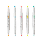 Zebra Mildliner - Slightly Fluorescent - 5 x Double Sided Highlighter Set