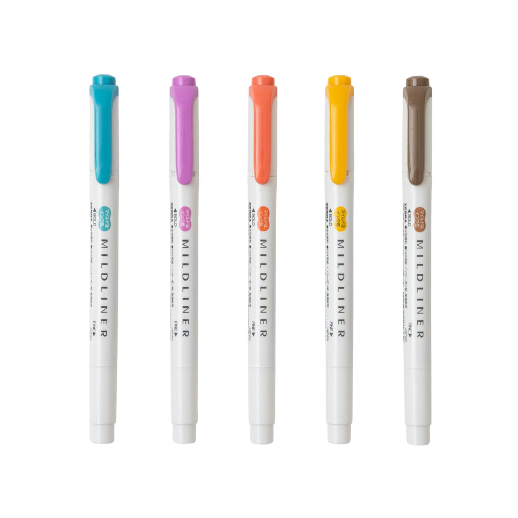 Zebra Mildliner - Warm - 5 x Double Sided Highlighter Set